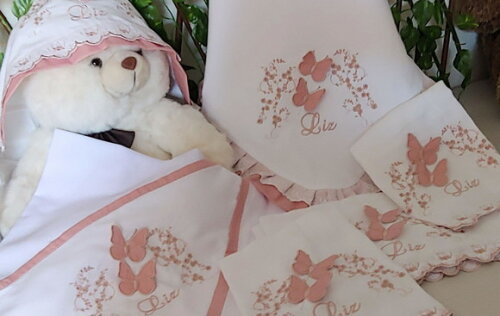Kit Maternidade Personalizado com Bordado Inglês