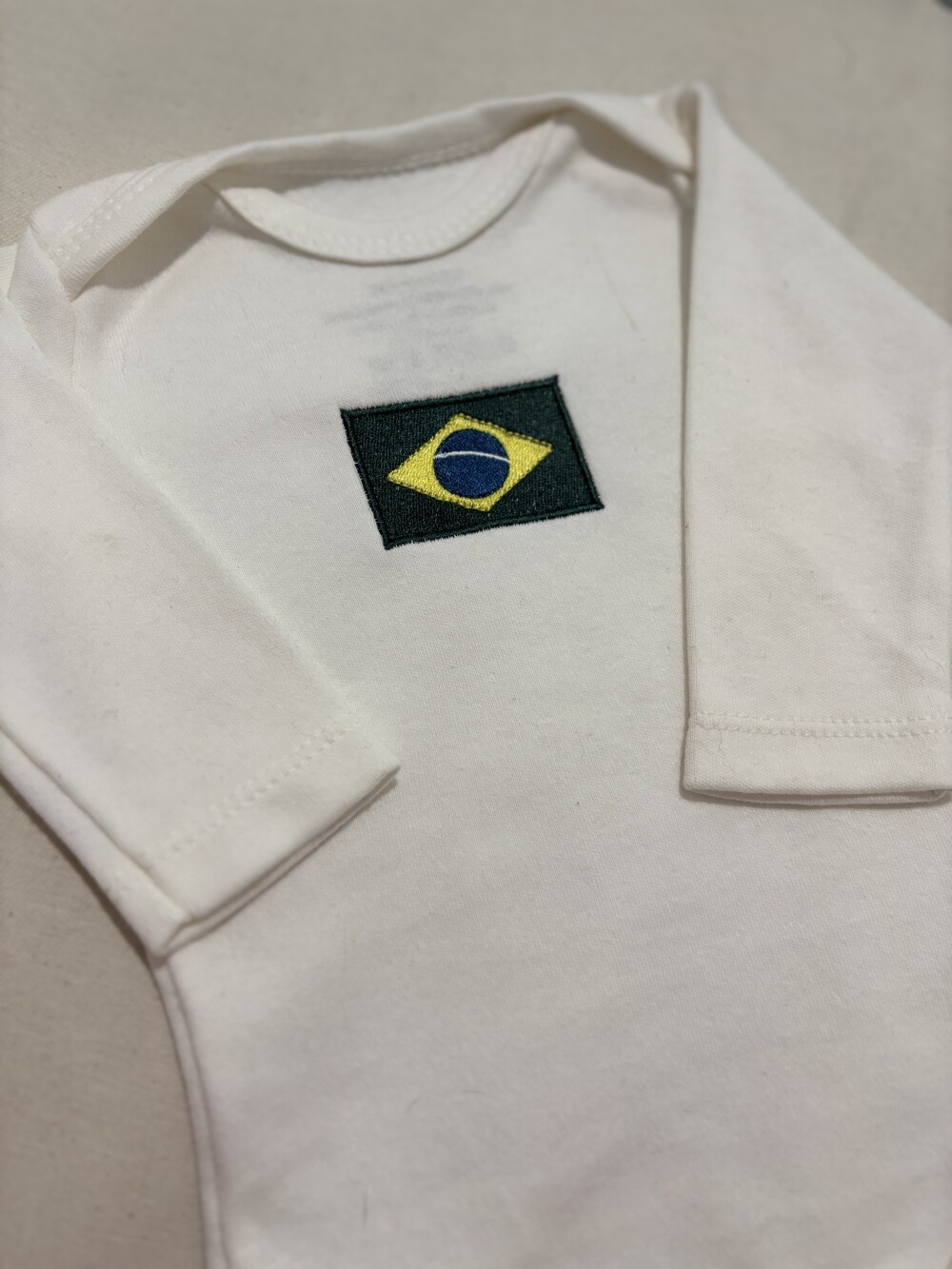 Body do Brasil para bebê 100% algodão bordado
