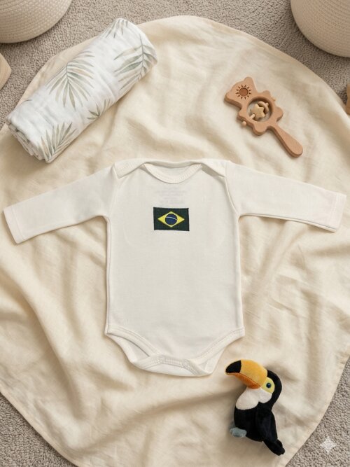 Body do Brasil para bebê 100% algodão bordado