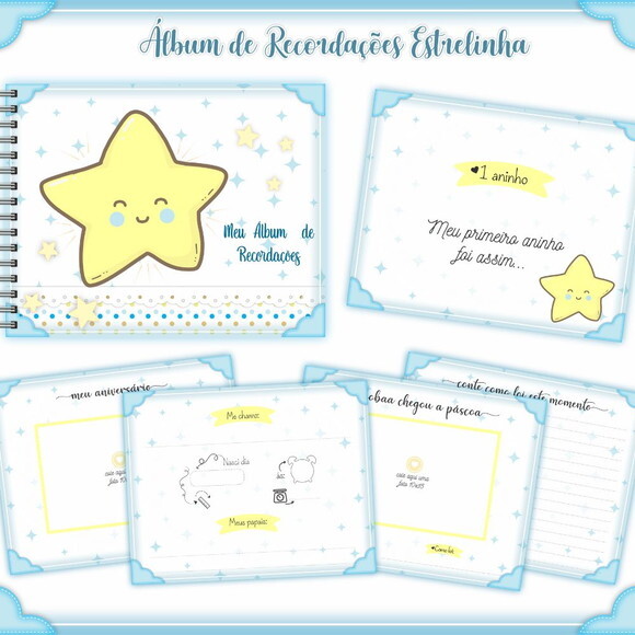 Álbum Recordações Bebê Estrelinha Arquivo Digital #251