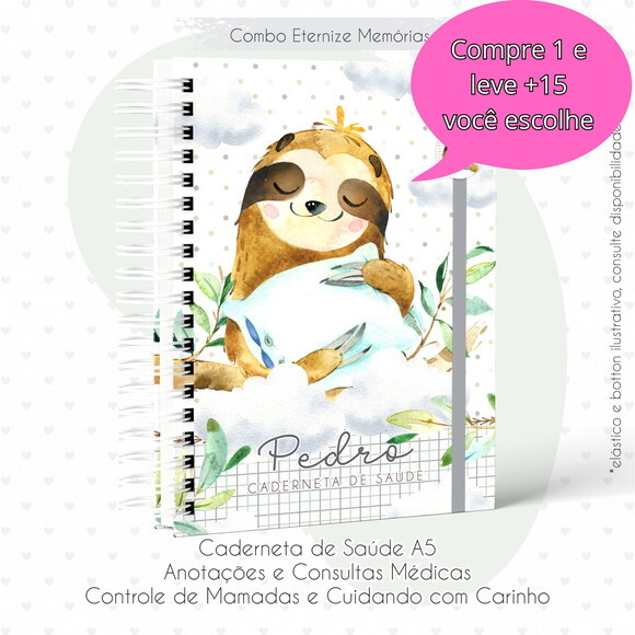 Arquivo Caderneta e Livro do Bebê Bicho Preguiça #4320