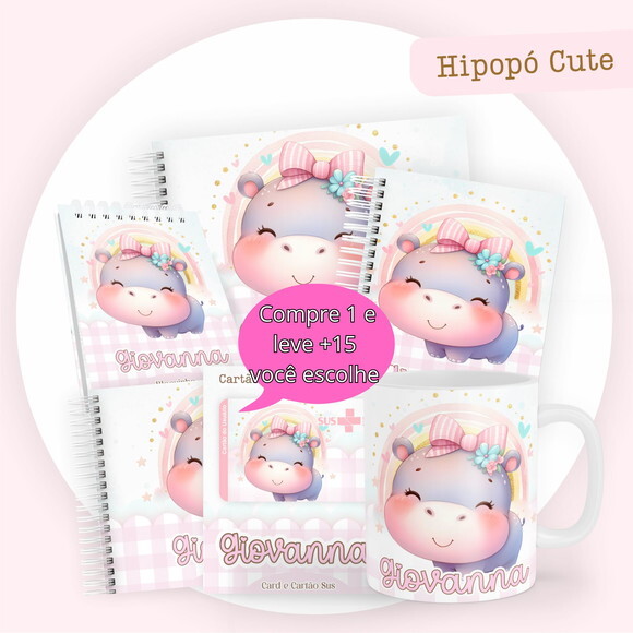 Arquivo Caderneta e Livro do Bebe Hipopó Cute #3857