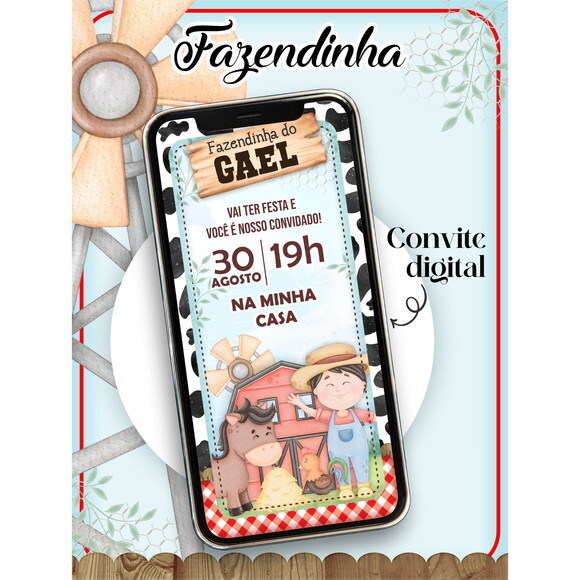 Arquivo Convite Digital Fazendinha #1334
