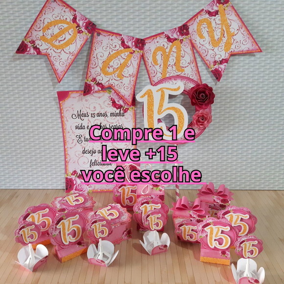 Arquivo de Corte 15 Anos Rosa # 6113
