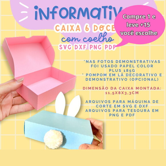 Arquivo de Corte Caixa 6 Doces com Orelhinhas Pascoa #4212