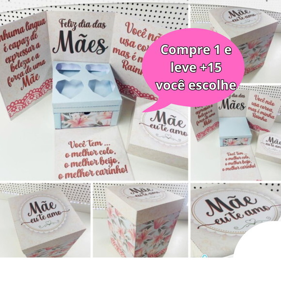 Arquivo de Corte Caixa Cenário Mini Bolo Dia das Mães #3921