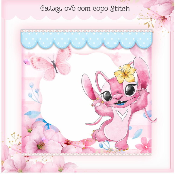 Arquivo de Corte Caixa com Copo e Ovo Pascoa Stitch #433