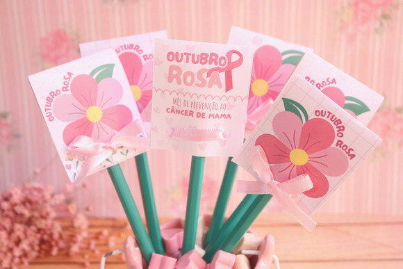 Arquivo de Corte Capinha Lápis Outubro Rosa #3155
