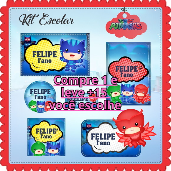 Arquivo de Corte Etiqueta Escola Heróis de Pijama #6138