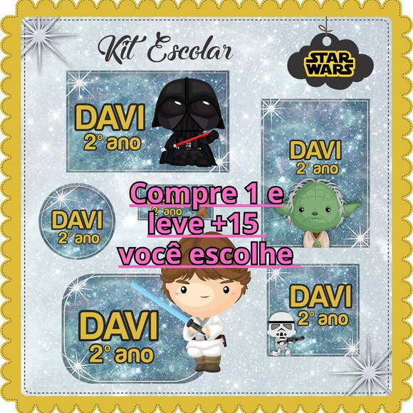 Arquivo de Corte Etiqueta Escola Star Wars #6142