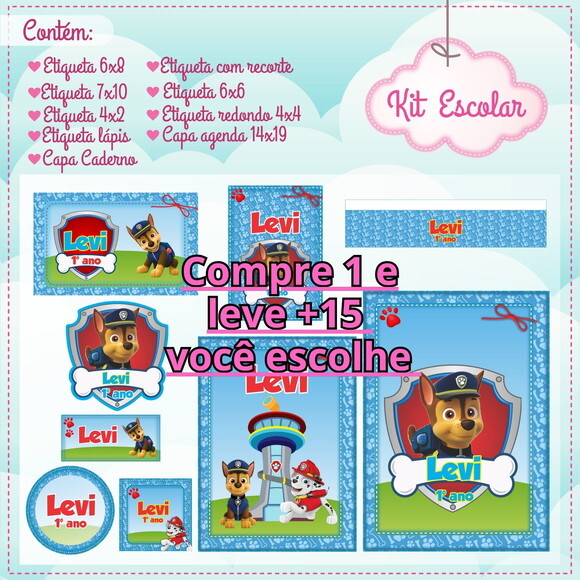 Arquivo de Corte Etiqueta Escola Patrulha Canina #6141