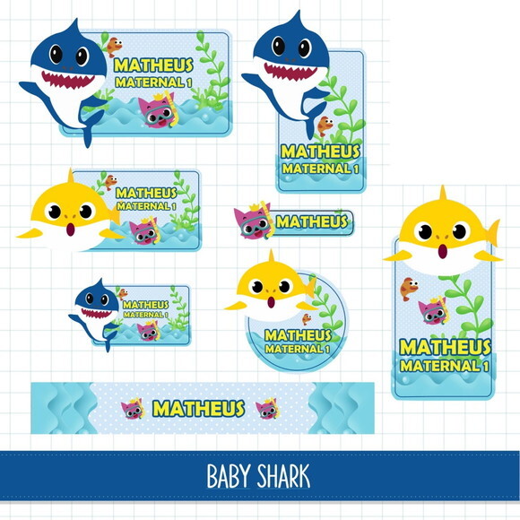 Arquivo de Corte Etiqueta Escolar Baby Shark #6242