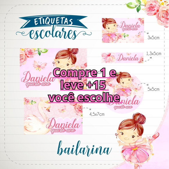 Arquivo de Corte Etiqueta Escolar Bailarina #1853