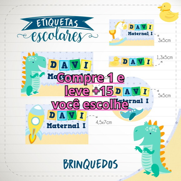 Arquivo de Corte Etiqueta Escolar Brinquedos #1849