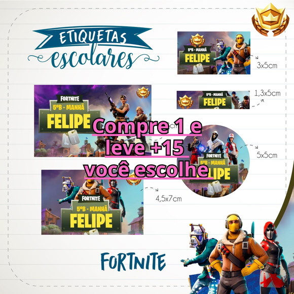 Arquivo de Corte Etiqueta Escolar Fortnite #1844
