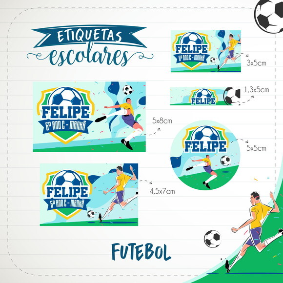 Arquivo de Corte Etiqueta Escolar Futebol #1841