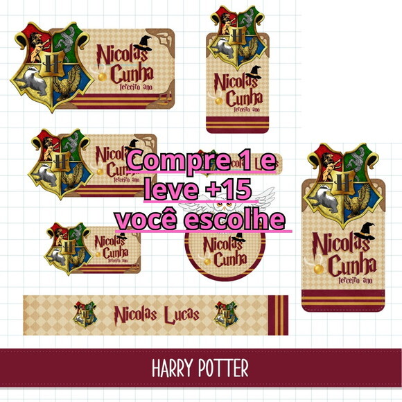 Arquivo de Corte Etiqueta Escolar Harry Potter #6250