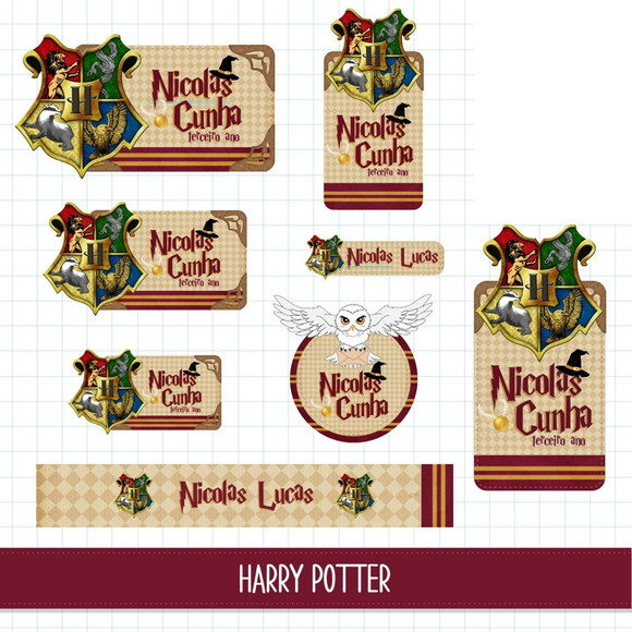 Arquivo de Corte Etiqueta Escolar Harry Potter #6250