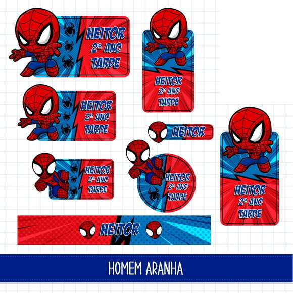 Arquivo de Corte Etiqueta Escolar Homem Aranha #6243
