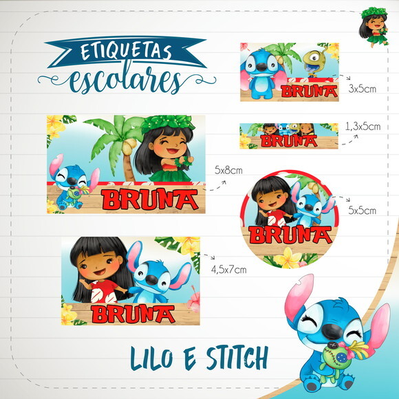 Arquivo de Corte Etiqueta Escolar Lilo e Stitch #1835