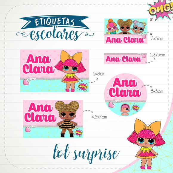 Arquivo de Corte Etiqueta Escolar Lol Surprise #1834