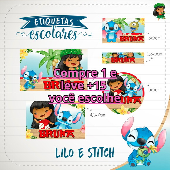 Arquivo de Corte Etiqueta Escolar Lilo e Stitch #1835