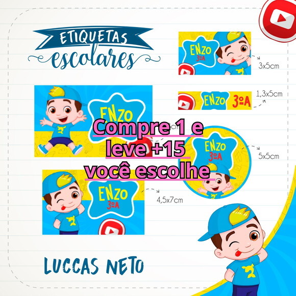 Arquivo de Corte Etiqueta Escolar Luccas Neto #1833