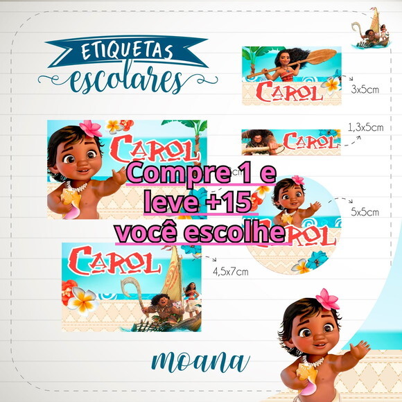 Arquivo de Corte Etiqueta Escolar Moana #1826