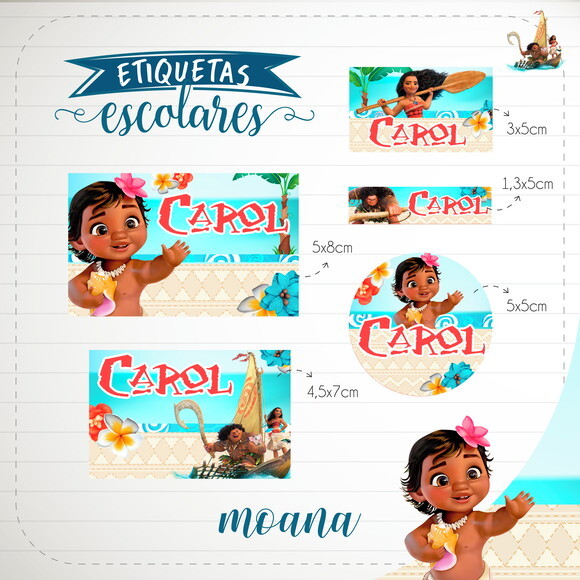 Arquivo de Corte Etiqueta Escolar Moana #1826