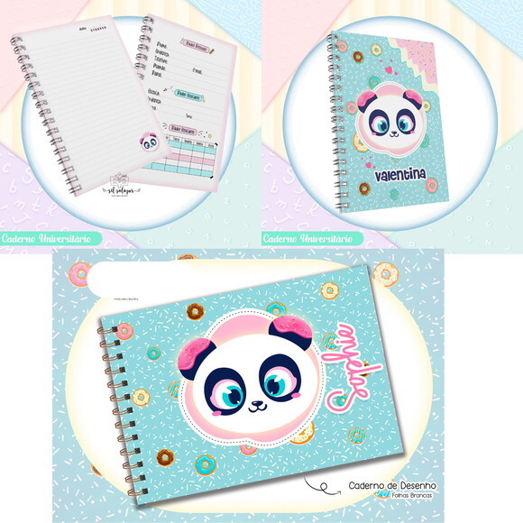 Arquivo de Corte Etiqueta Escolar Panda Donuts Puket #7469