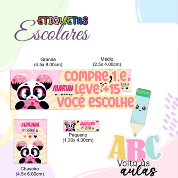 Arquivo de Corte Etiqueta Escolar Panda Puket #7470