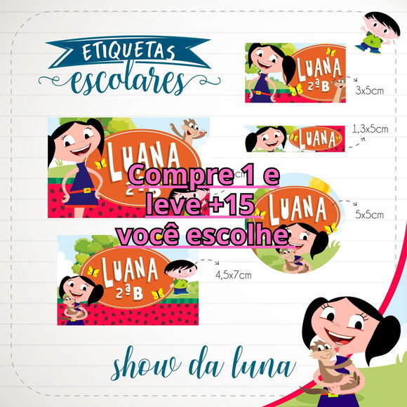 Arquivo de Corte Etiqueta Escolar Show da Luna #1821