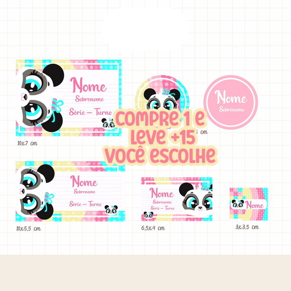 Arquivo de Corte Etiqueta Puket Panda #7654
