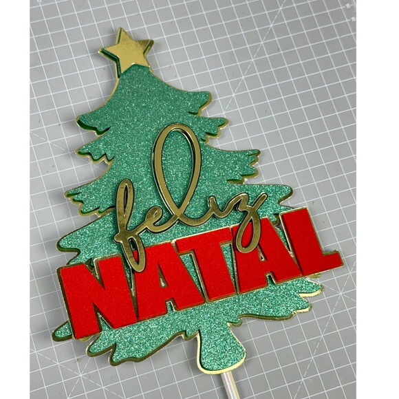 Arquivo de Corte Topo de Bolo Arvore Feliz Natal #5779