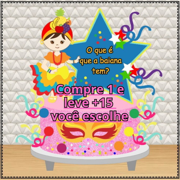 Arquivo de Corte Topo de Bolo Carnaval #6373