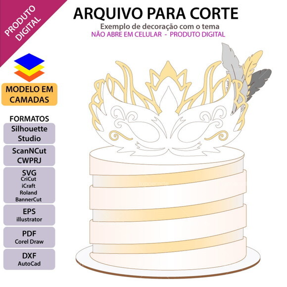 Arquivo de Corte Topo de Bolo Carnaval #6451