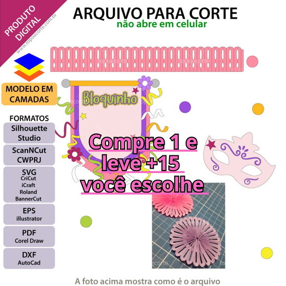 Arquivo de Corte Topo de Bolo Carnaval #6458