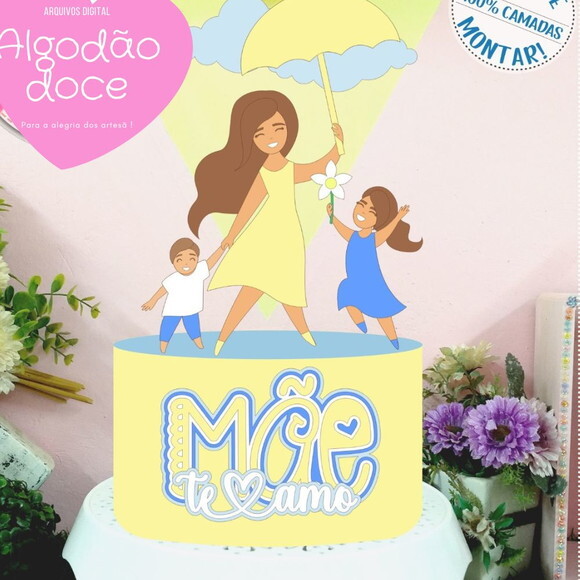 Arquivo de Corte Topo de Bolo Chuva de Amor de Mãe #414