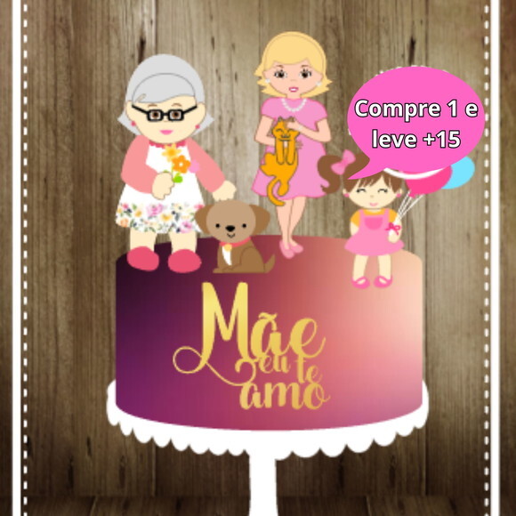 Arquivo de Corte Topo de Bolo Dia das Mães #3888