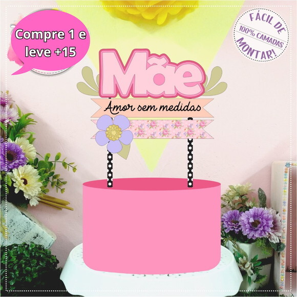 Arquivo de Corte Topo de Bolo Dia das Mães #3913