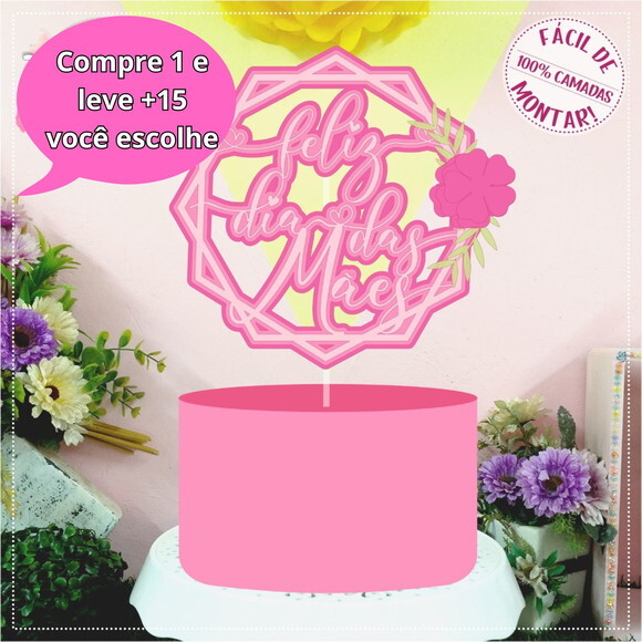 Arquivo de Corte Topo de Bolo Dia das Mães #3914