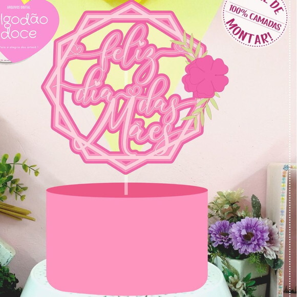 Arquivo de Corte Topo de Bolo Feliz Dia das Mães #416