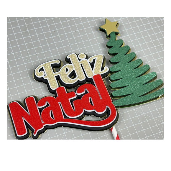 Arquivo de Corte Topo de Bolo Feliz Natal Arvore #5773