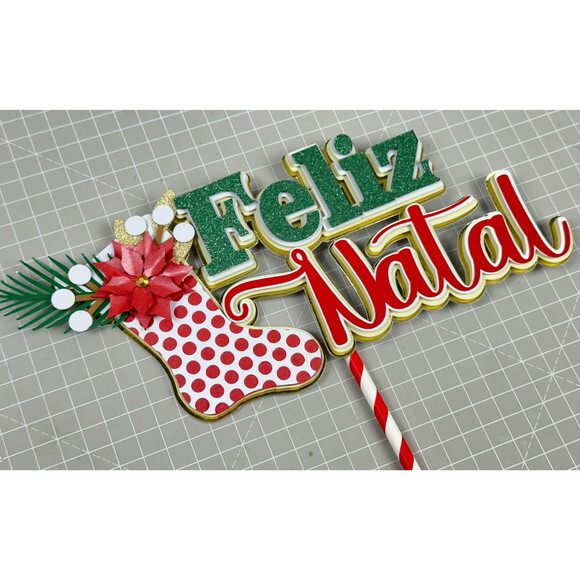 Arquivo de Corte Topo de Bolo Feliz Natal Botinha #5775