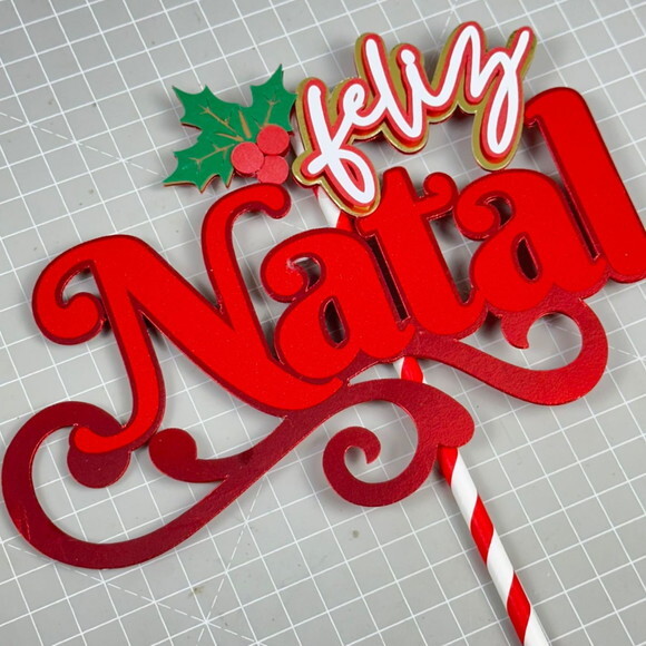 Arquivo de Corte Topo de Bolo Feliz Natal Folha #5776