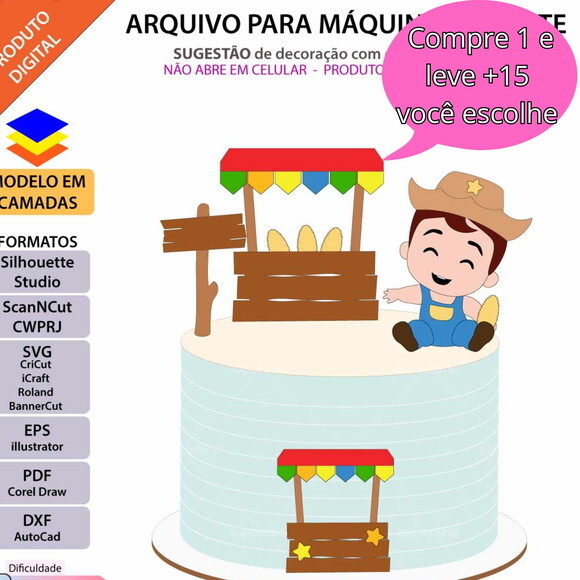Arquivo de Corte Topo de Bolo Festa Junina #4419