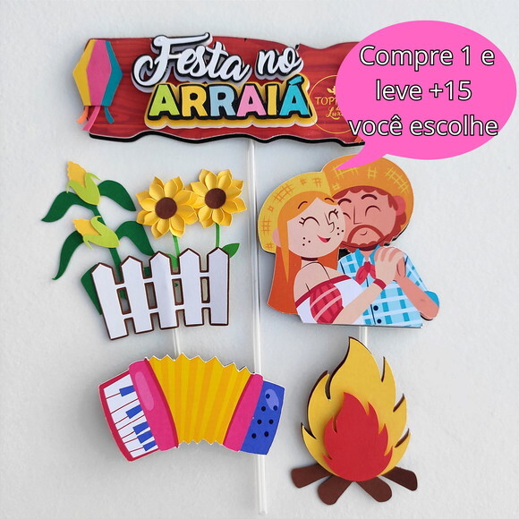 Arquivo de Corte Topo de Bolo Festa no Arraiá #4416