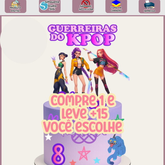 Arquivo de Corte Topo de Bolo Guerreiras do K-pop #7217