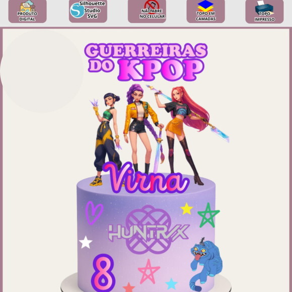 Arquivo de Corte Topo de Bolo Guerreiras do K-pop #7217