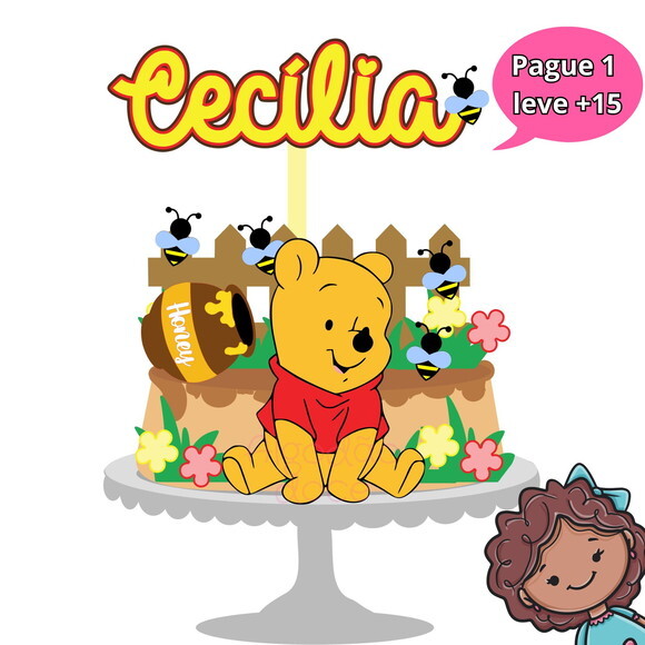 Arquivo de Corte Topo de Bolo Ursinho Pooh #3466